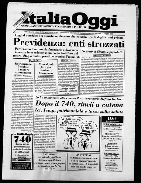 Italia oggi : quotidiano di economia finanza e politica